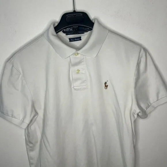 Polo Ralph Lauren Men's Classic Soft Cotton Polo S White Cream "1 stains - Picture 2 of 6